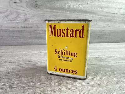 Vintage Schilling MUSTARD 4 Oz Yellow Spice Tin Empty • $14.99