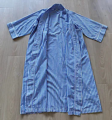 Vtg 80s Christian Dior Monsieur Sleep Robe Striped Cotton Mens One Size *No Belt • $39.99