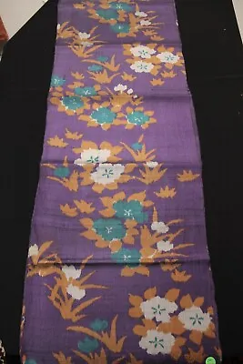 F-286 Antique Silk Meisen Kimono Fabric - Plants - 15  X 56  • $14.99