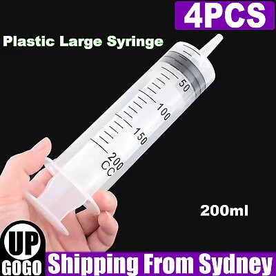 4x 200ml Plastic Large Syringe Luer Measuring Nutrient Fit For Lab Kitchen Tools • $25.79