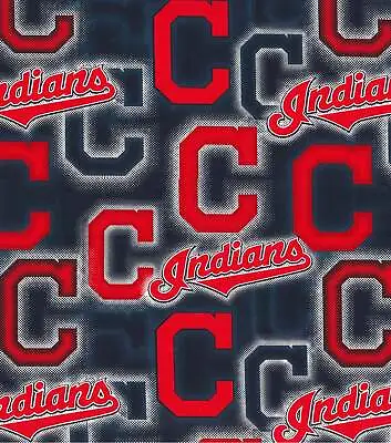 MLB CLEVELAND INDIANS - DOT Baseball 100% Cotton Fabric 1/4 Yd 9  X 44  • $3