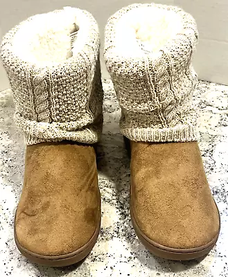 Muk Luks Cable Knit Boot/slippers Women's Size 11 Warm & Cozy • $12.11