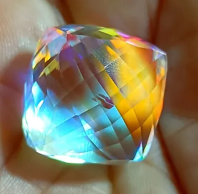 Natural Rainbow Brazilian Mystic Quartz 43.5 Ct Cube CUT  FLAWLESS  GEMSTONE • $15.90