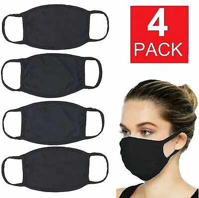 4Pcs X Double Layer Black Cotton Washable Face Mask / Reusable • $10.05