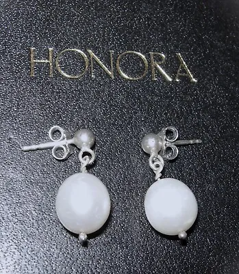 Honora Cultured Freshwater Pearl Large 10mm Sterling Silver Earrings Pierced Qvc • £11.99