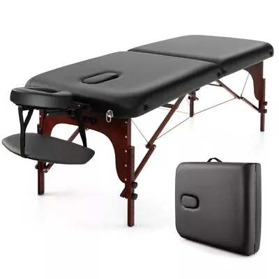 Portable Folding Massage Table Height Adjustable Spa Bed Beech Wood Face Cradle • $178.96