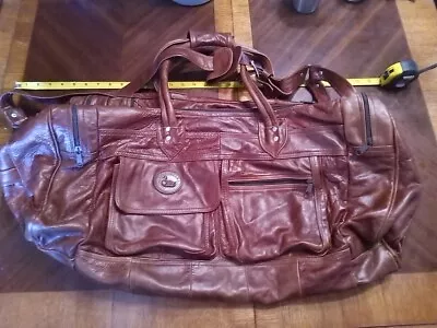 Vintage Gold Duck Leather Collection Duffle Gym Bag Made In Mexico • $150