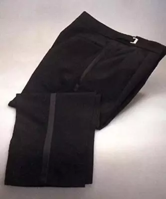 Men's Black Tuxedo Pants 100% Wool Formal Wedding Groom Prom Mason 33-35  Waist • $19.95