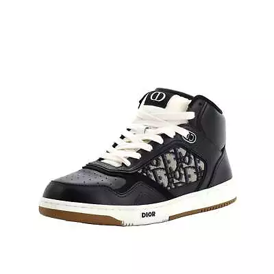 Christian Dior Men's B27 Mid-Top Sneakers Leather With Oblique Canvas Blue • $471.70