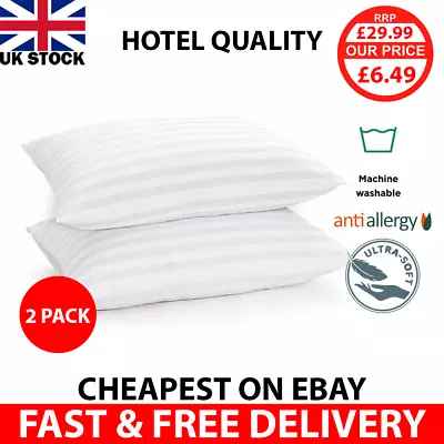 Anti Allergy Hotel Quality Extra Filled Super Firm Bounce Back 2 Pack Pillows • £8.99