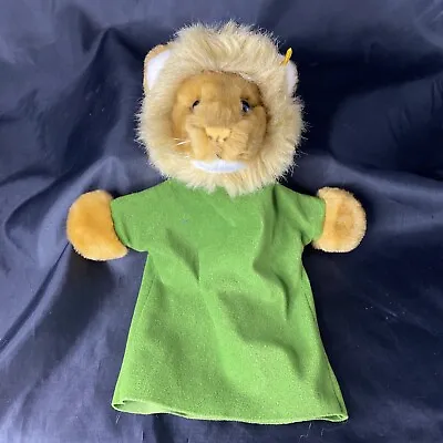 Steiff Leo Lion Hand Puppet With Green Shirt Mohair Face And Hands With Tag • $29.87