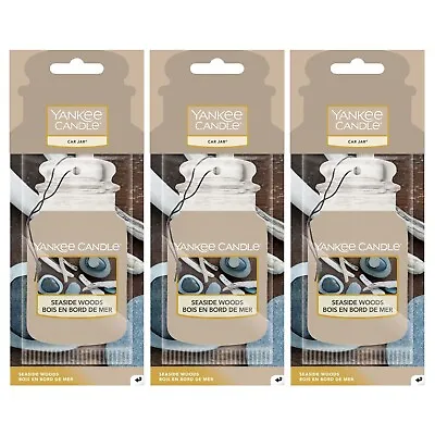 3 X Yankee Candle Seaside Woods Car Jar Air Fresheners Long Lasting Fragrance • £5.35