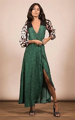 £29.50 • Buy Dancing Leopard Women's Jagger Maxi Dress In Leopard Print Wrap Front Outfit