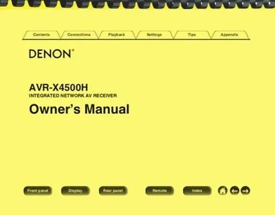 Denon AVR-X4500H Receiver OWNER'S MANUAL  • $34.95