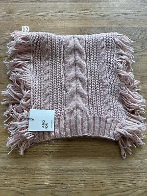 AND/OR John Lewis Scarf Pink Multi Fringed Cable Knit Luxury BNWT RRP£35 • £15