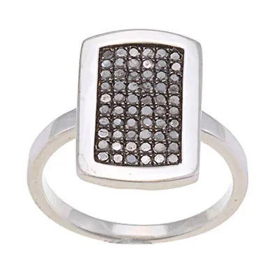 Sterling Silver 1/2ct Micro Pave Black Diamond Ring (G-H I1-I2) • $39.59