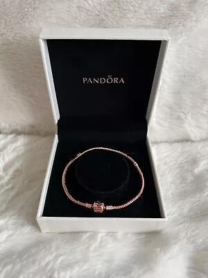 Genuine Rose Gold Pandora Moments Snake Charm Barel Bracelet 20cm • £14.99