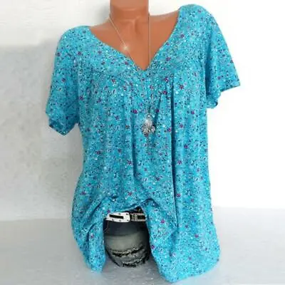 $12.35 • Buy Women V Neck Short Sleeve T-Shirt Summer Baggy Casual Blouse Shirt Top Plus Size