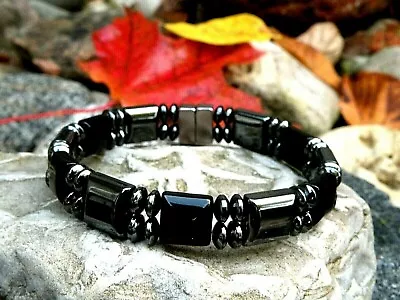 Magnetic Therapy Hematite Bracelet Anklet Necklace W Black Onyx 2 Row Men Women • $44.99