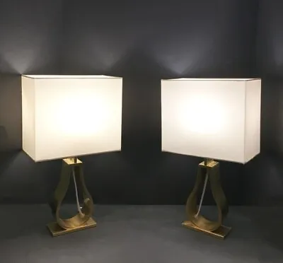 Pair Of Console Lamps. Modern Brushed Gold Bases. Swanky Elegance. • $129