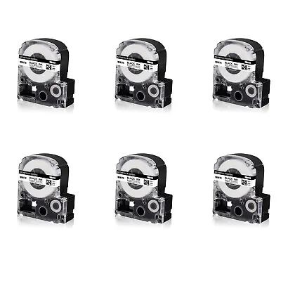 6PK Compatible With EPSON K-Sun 224BW 224BWPX 24mm Tape Black On White Label • $28.99