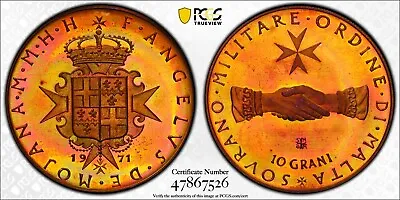 PR67RB 1971 Malta 10 Grani Proof PCGS Trueview- Beautifully Toned • $150