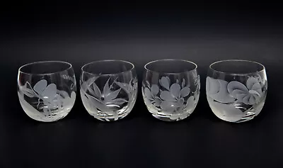 VTG Frank Oda Arts Hawaii Etched Tropical Flower Personalized Cocktail Glasses • $48