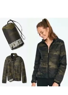 VICTORIA'S SECRET PINK CAMO Puffer PACKABLE JACKET SMALL • $25.99