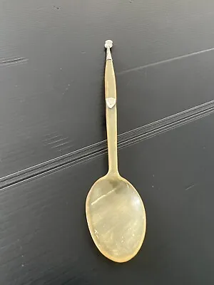 Antique Spoon Scottish Horn With Silver Details Shield & Thistle C:-1900s . • £20