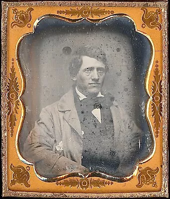 Gentleman With Lighter Colored Jacket Looking Away 1/6 Plate Daguerreotype S868 • $75