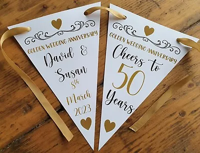 £4.99 • Buy Personalised 50th Golden Wedding Anniversary Party Bunting Banner Decoration