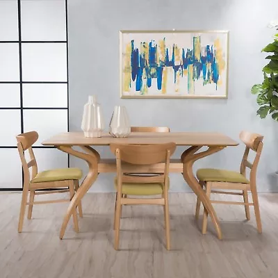 Isador Mid Century Fabric & Wood Finish 5 Piece Dining Set • $721.90