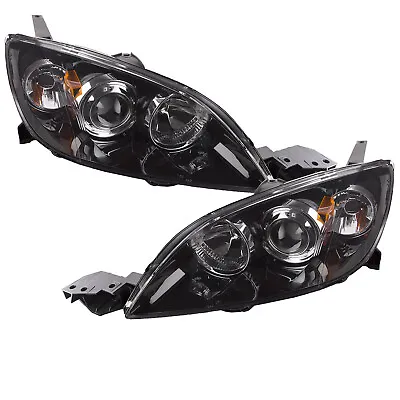 PERDE Halogen Headlight Set Black For 04-2009 Hatchback Mazda 3 MPS Mazdaspeed 3 • $203.83