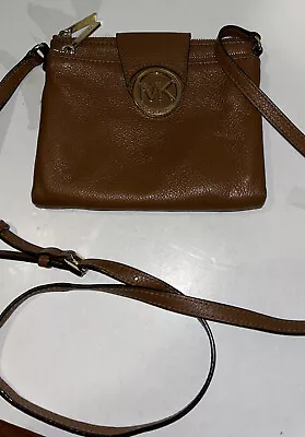 MICHAEL KORS Fulton Double Zip Crossbody Bag Tan WALLET PEBBELED SMALL • $32