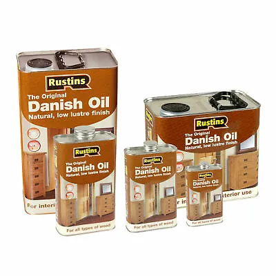 Rustins Danish Oil For Natural Low Lustre Wood Finish -250ml 500ml 1L 2.5L 5L • £20.99