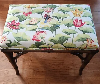 Vintage MCM Palm Beach Hollywood Regency Faux Bamboo Bench • $400