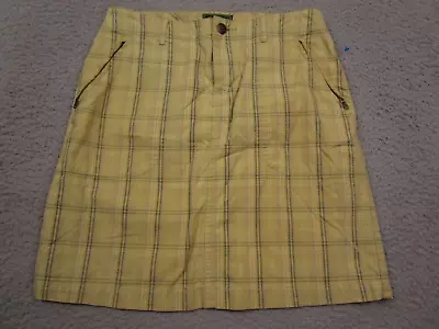 Eddie Bauer Skirt Womens 6 Yellow Plaid Zipper Pockets Cotton • $7.48