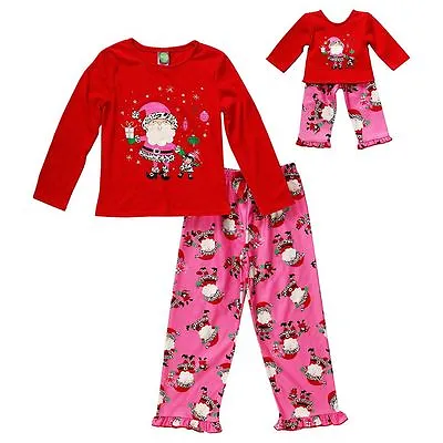 Girl 4-12 And 18  Doll Matching Santa Christmas Pajamas Outfit Fit American Girl • $21.99