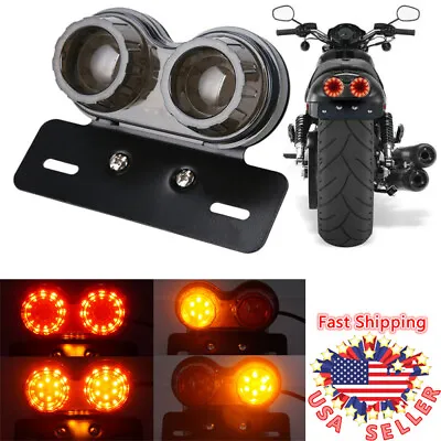 Smoke Motorcycle LED Dual Tail Light Turn Signal Brake License Plate Lights ATV • $16.87