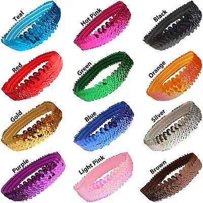 50 Stretch Sequin Headbands Softball Cheerleading Dance Sports Wholesale • $40