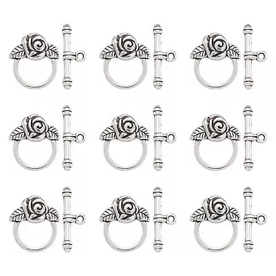 10sets Tibetan Antique Silver Rose Toggle Clasps DIY Jewelry Bracelet Making • $3.72