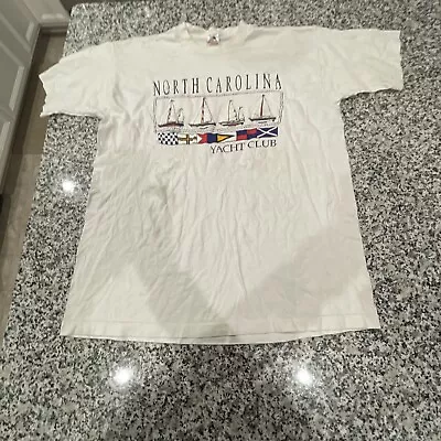 Vintage Fruit Of The Loom North Carolina Yacht Club Graphic T Shirt XL Beach • $14.99