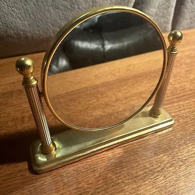 Vintage Brass Gold Make Up Mirror Vanity 2 Sides Magnifier Table Top 5” Mirror • $29.99