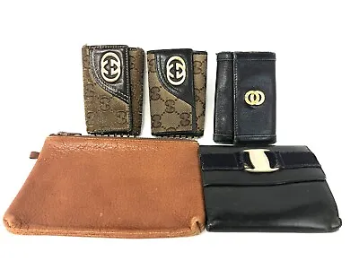 GUCCI Ferragamo Burberry Wallet Key Case Accessories Pouch 5 Set Used Vintage • $29.99