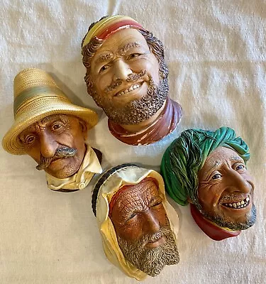 Vintage Bossons Hand Painted Chalkware Heads Set Of 4 * Vintage Condition • $35