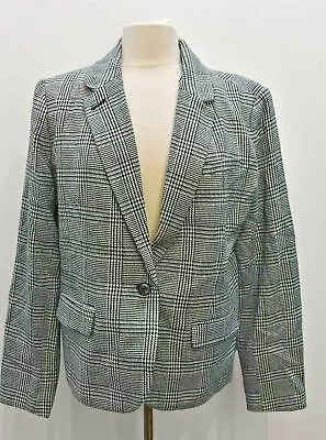 Merona Womens Houndstooth Notch Lapel One Button 2 Flap Pocket Knit Blazer 18 • $13.99