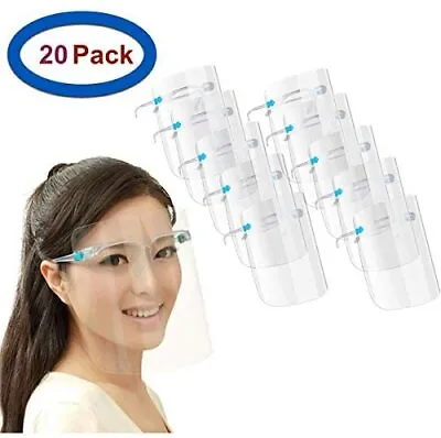 20 X Clear Face Shield With Glasses Anti Fog Safety Visor Goggles • £7.99
