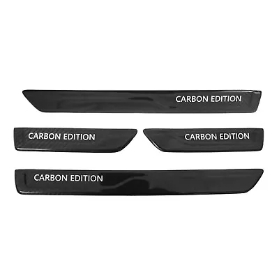 Door Sill Scuff Plate Scratch Protector For Mitsubishi Carbon Edition Black 4x • $94.90