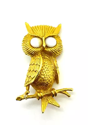 De NICOLA Gold Plated Vintage Owl Pin Brooch • $19.99