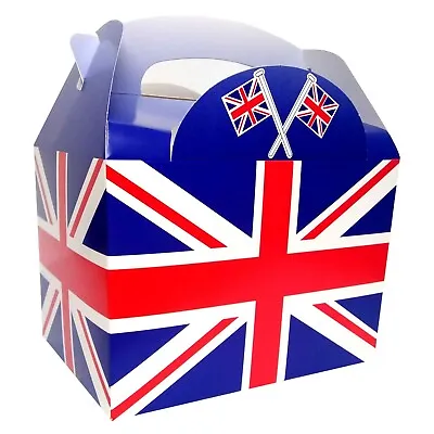 Union Jack Coronation Party Boxes Birthday Party Bag Plate Box Eco Friendly • £6.99